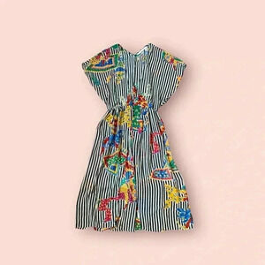 Zara floral and stripes short sleeve long kimono with front buttons